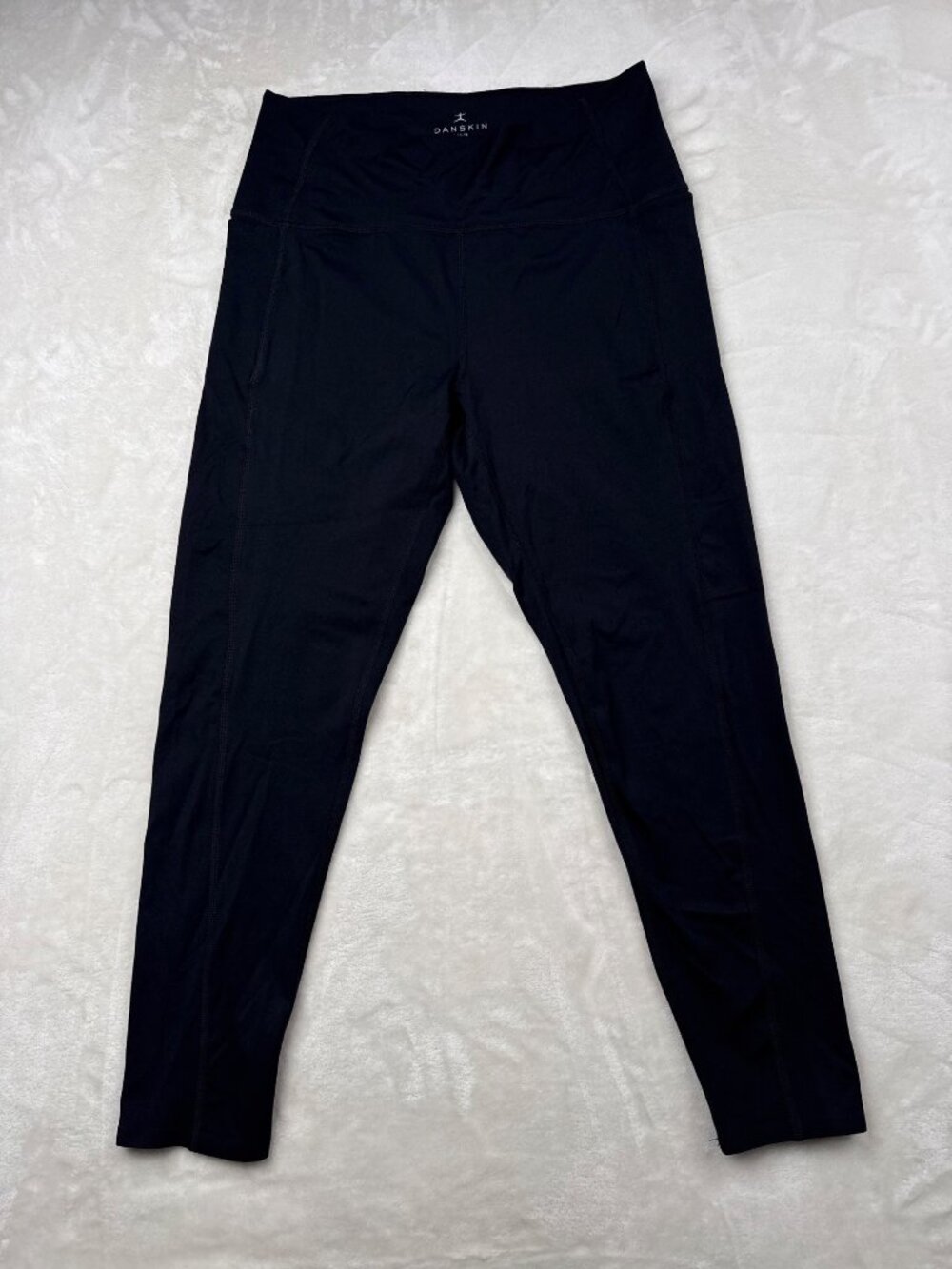 Danskin Womens Black High-Waist Leggings Size L Nylon/Spandex Blend